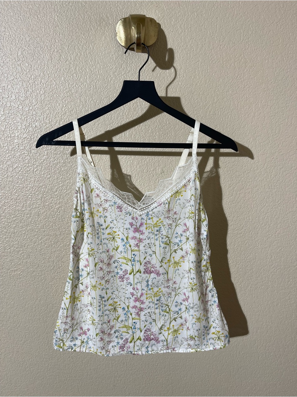 Floral Lace-Trim White Camisole Tank Topy Liberty